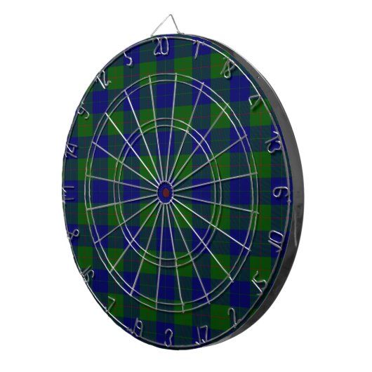 Barclay clan tartan blauwe groene vleid dartbord (Voorkant Rechts)