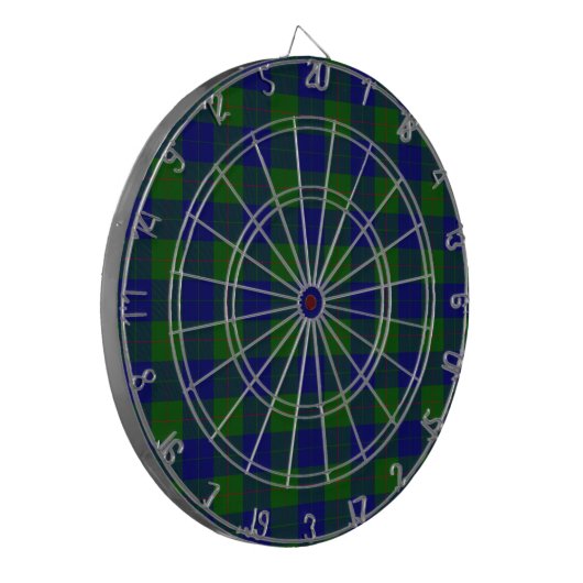 Barclay clan tartan blauwe groene vleid dartbord (Voorkant Links)