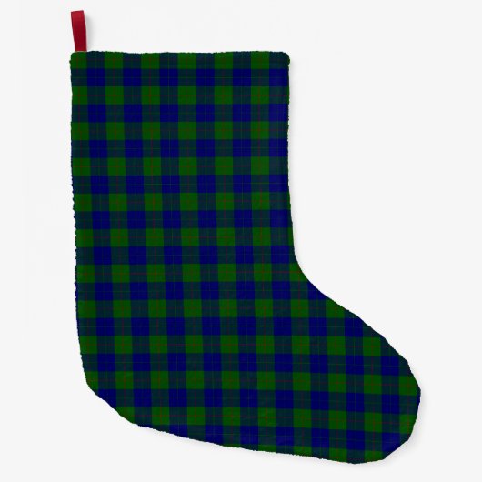 Barclay clan tartan blauwe groene vleid grote kerstsok (Voorkant)