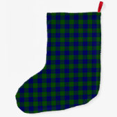 Barclay clan tartan blauwe groene vleid grote kerstsok (Achterkant)