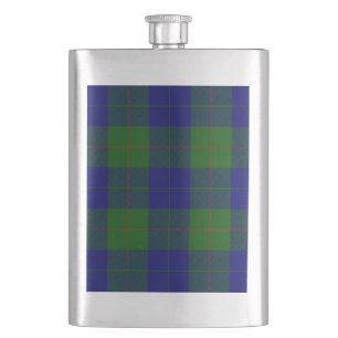 Barclay clan tartan blauwe groene vleid heupfles