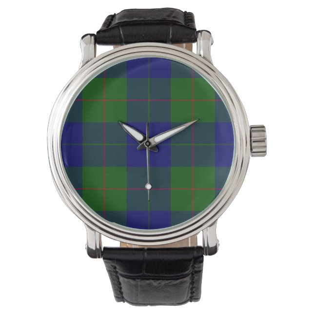 Barclay clan tartan blauwe groene vleid horloge (Voorkant)