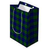 Barclay clan tartan blauwe groene vleid medium cadeauzakje (Voorkant Gekanteld)