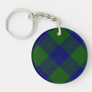 Barclay clan tartan blauwe groene vleid sleutelhanger