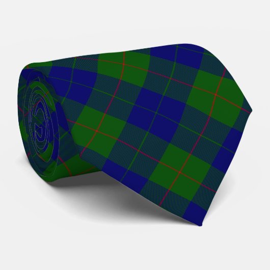 Barclay clan tartan blauwe groene vleid stropdas (Opgerold)