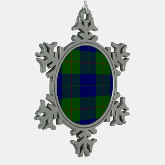 Barclay clan tartan blauwe groene vleid tin sneeuwvlok ornament (Links)
