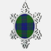 Barclay clan tartan blauwe groene vleid tin sneeuwvlok ornament (Rechts)