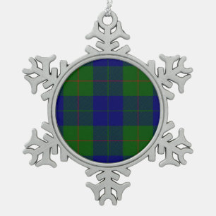 Barclay clan tartan blauwe groene vleid tin sneeuwvlok ornament