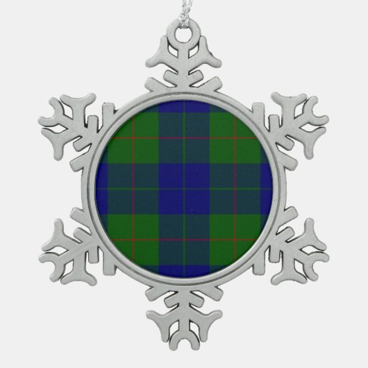 Barclay clan tartan blauwe groene vleid tin sneeuwvlok ornament (Voorkant)