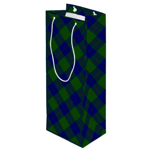 Barclay clan tartan blauwe groene vleid wijn cadeautas (Achterkant Gekanteld)