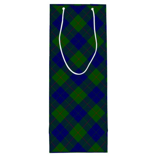 Barclay clan tartan blauwe groene vleid wijn cadeautas (Achterkant)