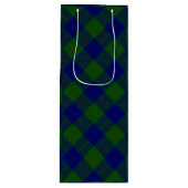 Barclay clan tartan blauwe groene vleid wijn cadeautas (Voorkant)