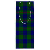 Barclay clan tartan blauwe groene vleid wijn cadeautas (Achterkant)