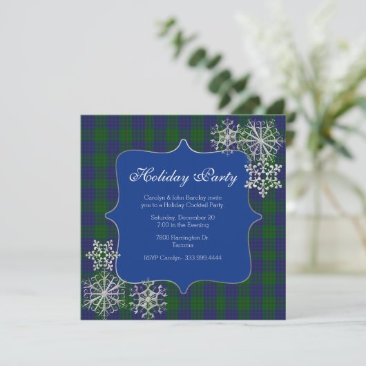 Barclay Clan Tartan Plaid Custom Christmas Party Kaart (Staand voorkant)
