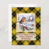 Barclay Crest & Tartan w/Robin gepersonaliseerd Feestdagenkaart (Voorkant / Achterkant)