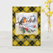 Barclay Crest & Tartan w/Robin gepersonaliseerd Kaart (Gele Bloem)