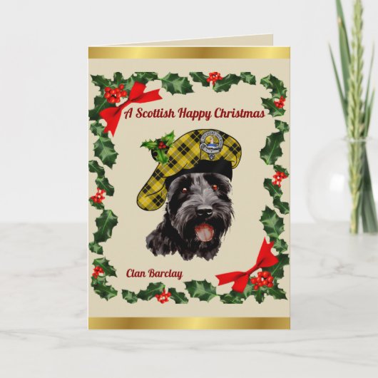 Barclay Scottie hond gepersonaliseerde Xmas Kaart (Voorkant)