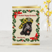 Barclay Scottie hond gepersonaliseerde Xmas Kaart (Gele Bloem)