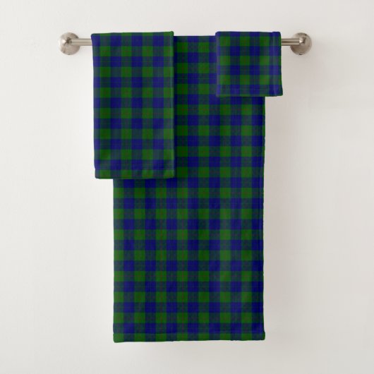 Barclay tartan blauwe groene vleid bad handdoek (Insitu)