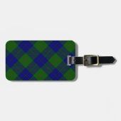 Barclay tartan blauwe groene vleid bagagelabel (Voorkant horizontaal)