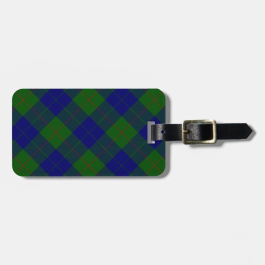 Barclay tartan blauwe groene vleid bagagelabel (Voorkant horizontaal)