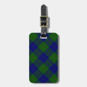 Barclay tartan blauwe groene vleid bagagelabel (Voorkant verticaal)