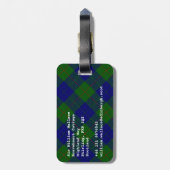 Barclay tartan blauwe groene vleid bagagelabel (Achterkant verticaal)