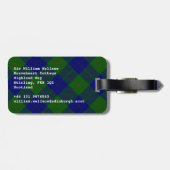 Barclay tartan blauwe groene vleid bagagelabel (Achterkant horizontaal)