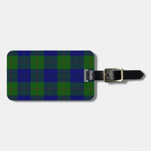 Barclay tartan blauwe groene vleid bagagelabel (Voorkant horizontaal)