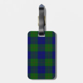 Barclay tartan blauwe groene vleid bagagelabel (Achterkant verticaal)