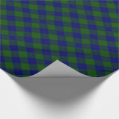 Barclay tartan blauwe groene vleid cadeaupapier (Hoek)