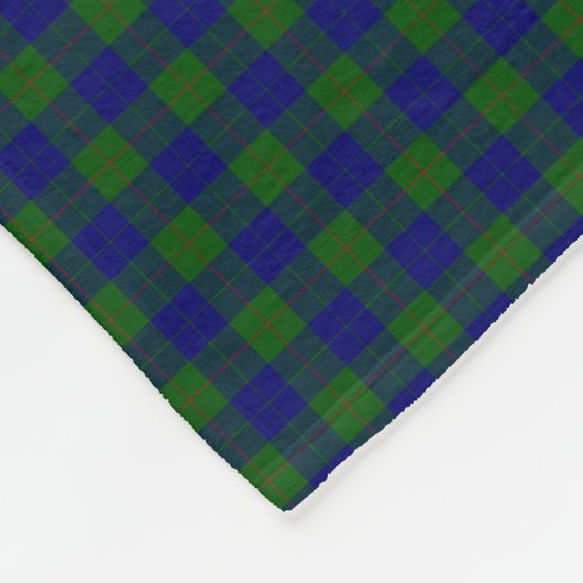 Barclay tartan blauwe groene vleid fleece deken (Hoek)