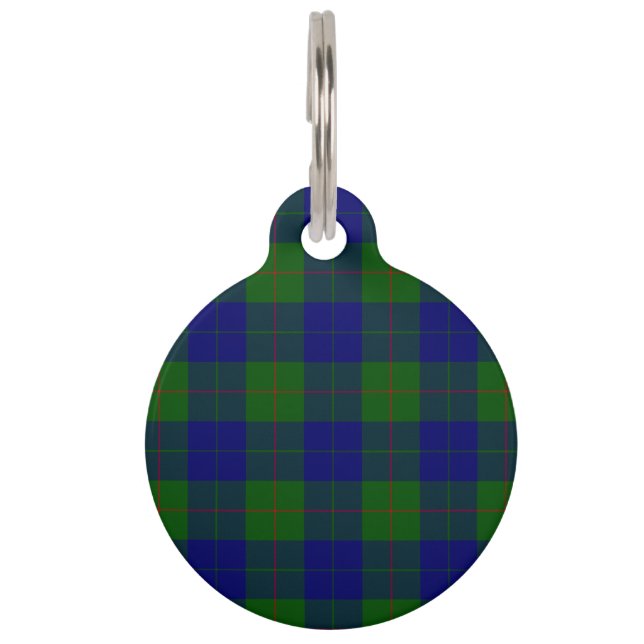 Barclay tartan blauwe groene vleid huisdierpenning (Voorkant)
