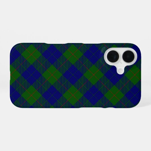 Barclay tartan blauwe groene vleid iPhone 16 hoesje (Achterkant horizontaal)