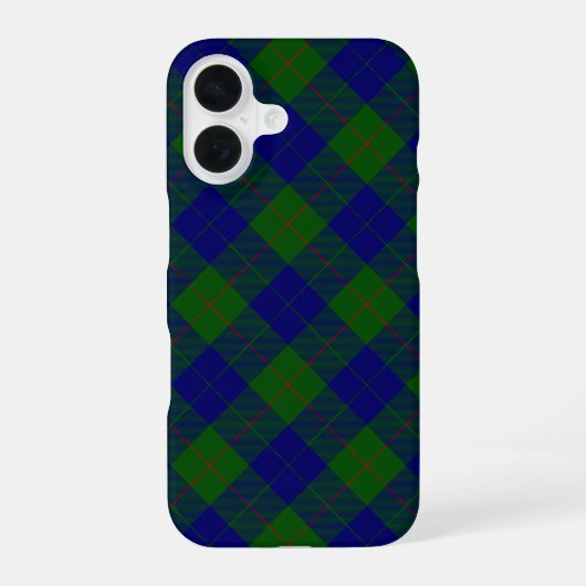 Barclay tartan blauwe groene vleid iPhone 16 hoesje (Achterkant)