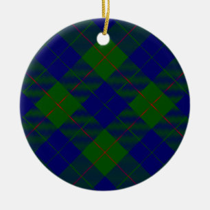 Barclay tartan blauwe groene vleid keramisch ornament