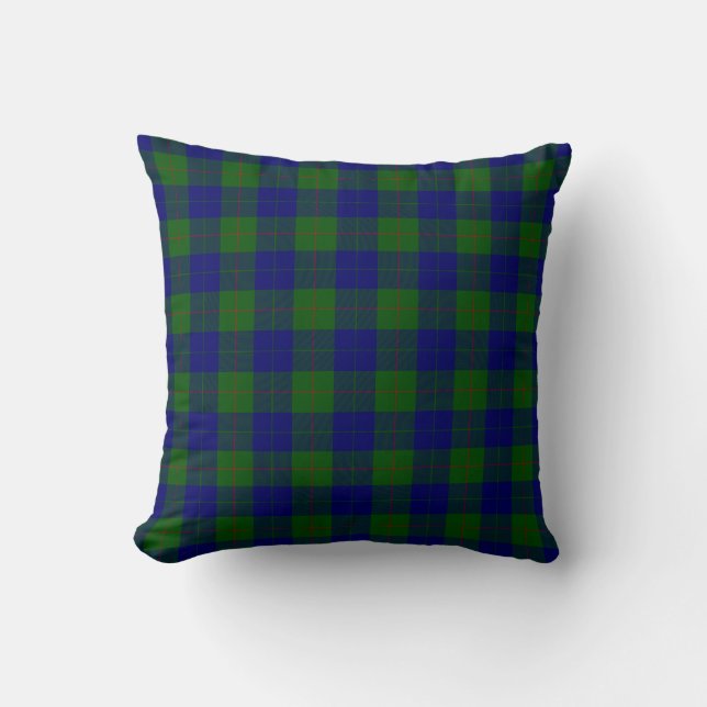 Barclay tartan blauwe groene vleid kussen (Voorkant)