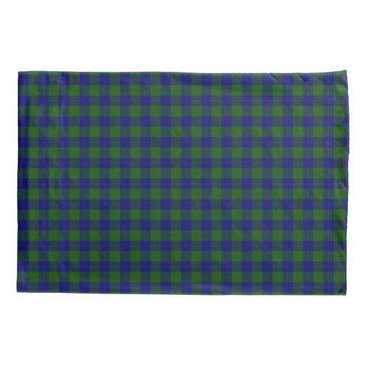 Barclay tartan blauwe groene vleid kussensloop (Achterkant-Links)