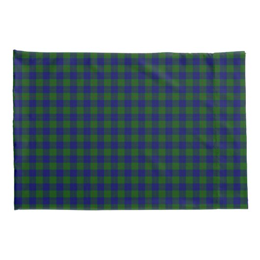 Barclay tartan blauwe groene vleid kussensloop (Achterkant-Rechts)