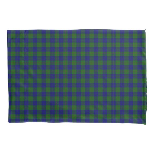 Barclay tartan blauwe groene vleid kussensloop (Voorkant-Links)