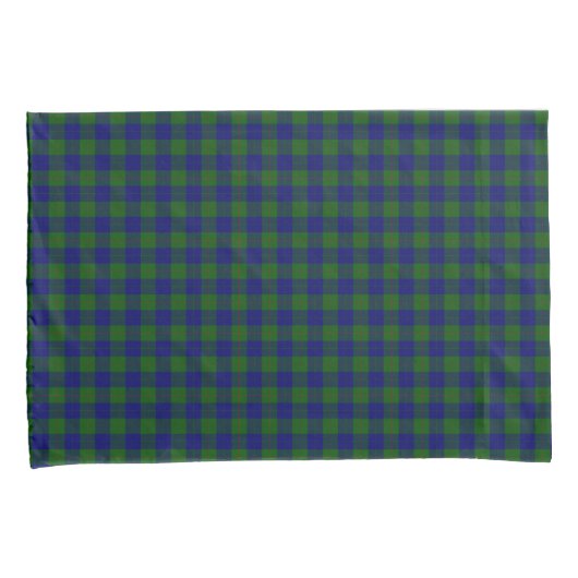 Barclay tartan blauwe groene vleid kussensloop (Voorkant-Rechts)