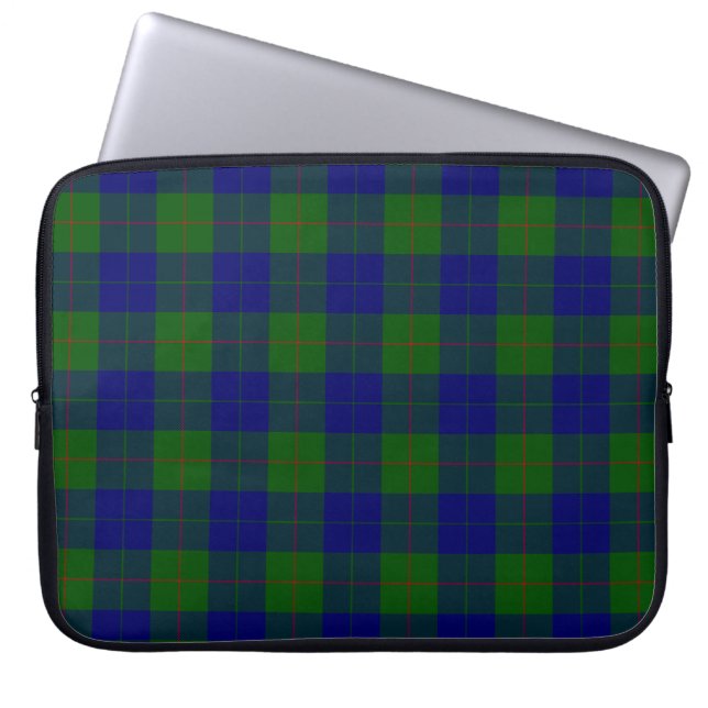 Barclay tartan blauwe groene vleid laptop sleeve (Voorkant)