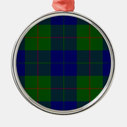 Barclay tartan blauwe groene vleid metalen ornament (Voorkant)