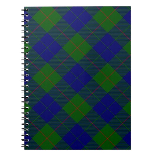 Barclay tartan blauwe groene vleid notitieboek (Voorkant)