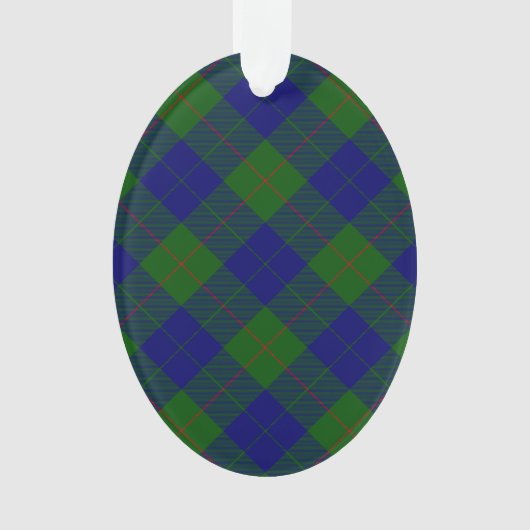 Barclay tartan blauwe groene vleid ornament (voorkant)