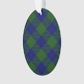 Barclay tartan blauwe groene vleid ornament (voorkant)
