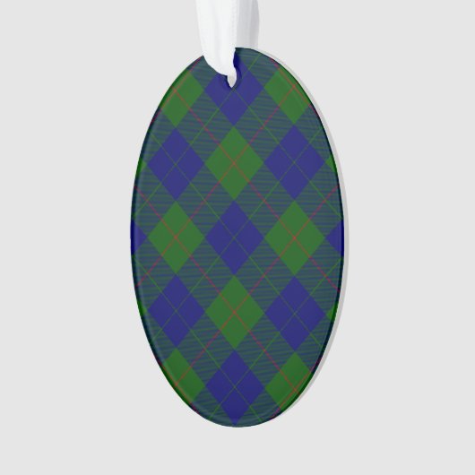 Barclay tartan blauwe groene vleid ornament (voorkant)