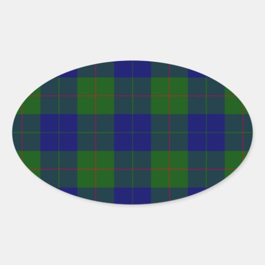 Barclay tartan blauwe groene vleid ovale sticker (Voorkant)