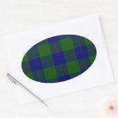 Barclay tartan blauwe groene vleid ovale sticker (Envelop)