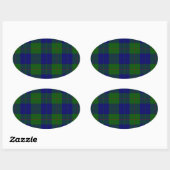 Barclay tartan blauwe groene vleid ovale sticker (Vel)